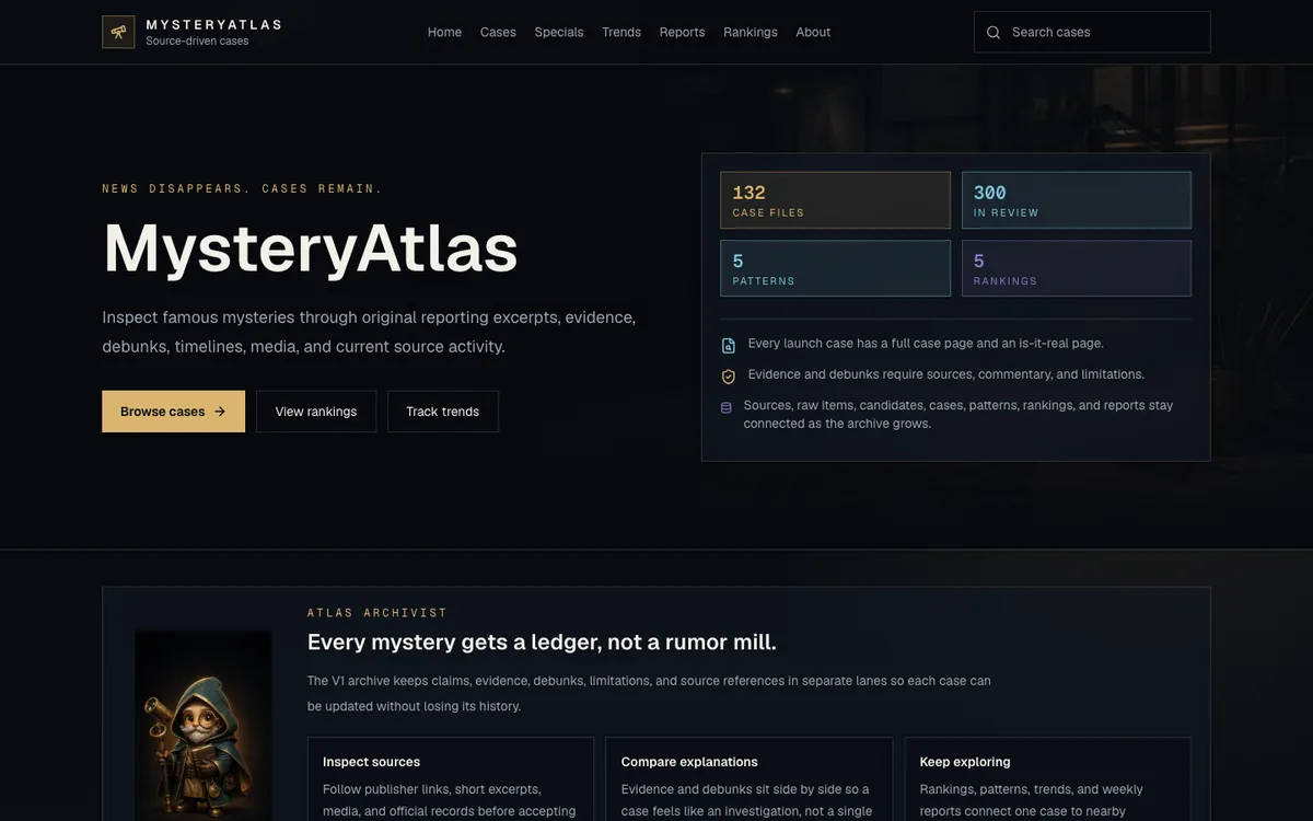MysteryAtlas website screenshot
